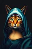 Placeholder: cat with shark mask hat solana as mona lisa in the style of warhol