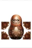 Placeholder: draw a matryoshka doll in the style of Khokhloma, the matryoshka is smiling, take the matryoshka dolls patterns from Khokhloma