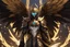 Placeholder: Ra in 8k solo leveling shadow artstyle, golden them, neon effect, big white wings, feathers, full body, apocalypse, intricate details, highly detailed, high details, detailed portrait, masterpiece,ultra detailed, ultra quality
