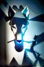 Placeholder: Illustration of shadow puppet, sculptural art where 2D shadows of a wolf silhouette is cast by a 3D sculpture or hand against a wall, creating the Illusions of depth and perception, art against a wall, ombromanie, shadowgraphy, Félicien Trewey