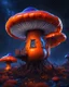 Placeholder: An illogical floating mushroom house on a clear moonless night. . Bright Bold Bright Colors, orange blue white, Starry Dark cosmic interstellar. Detailed Matte Painting, deep color, fantastical, intricate detail, splash screen, hyperdetailed, insane depth, concept art, 8k resolution, trending on Artstation, Unreal Engine 5, color depth, backlit, splash art, dramatic, High Quality Whimsical Fun Imaginative Bubbly, perfect composition