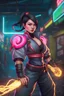 Placeholder: vietnamese woman combatant with electric powers,she's wearing a neon form valorant like outfit,vietnamese culture on her design,hunter x hunter style,jojo style,Street Fighter Style,Mortal Kombat Style, Tekken Style,urbancore, Kof Style,league of legends style,gen x soft club style,2000s Cartoon Style,adult swim style,Killer Instinct Style,Final Fantasy Style,todd Mcfarlane Style,mike mignola style