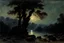 Placeholder: Night, rocks, trees, begginer's landscape, action movies influence, friedrich eckenfelder, and willem maris impressionism paintings