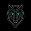 Placeholder: A cyborg wolf logo design, black background