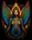 Placeholder: Ornate Prismatic Angel design, T-Shirt Design, fantasy art, digital painting, clean dark background, 8K, HDR