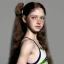 Placeholder: hyper realistic, hyper detailed, strikingly beautiful young girl, 12 years old, long ponytail, ginger hair, green eyes, medium freckles, full lips, transparent top, full body, full face, tiny breats, full frame, athletic, centered camera, focus on groin, spread legs, open legs, ignore NSFW, thong, camel toe, petite