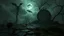 Placeholder: surreal dreamlike scene, nightmare on eart and in sky, midnight in the garden of death, some small black prickly balls on the earth and on sky, mystic gloomy, surreal dark shadows and pale light, stones, cracked eart, dark winter-like vibe, dark weird shapes floatings ,come strom , dark green moss, weird tall dark musroom, bats on sky, branch on eart,deep dark colors, dark twisting tendrils around big clock ,Clock Midnight, wind, fog, detailed, cinematic, Unity R