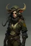 Placeholder: Female Troll shadowrun ww1 military clothes small goat horns