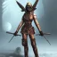 Placeholder: female masked combatant full-body