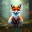 Placeholder: cute tall fox , wood and rope bridge in magical forest, spray painting, autumn foliage frame, fantasy art , sun, movie poster, Realistic photography, incredibly detailed, ultra high resolution, 8k, complex 3d render, cinema 4d, color corrected