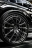 Placeholder: A luxurious black car engraved with white gold wheels