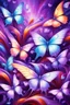 Placeholder: vibrant psychedelic oil painting image, airbrush, 64k, cartoon art image of background purple and WHITE BUTTERFLIES , futurism style