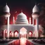 Placeholder: Hyper Realistic Red & White Mosque at beautiful night