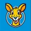 Placeholder: Kangaroo Mascot Logo in the style of 1997 pop culture and with a fancy and professional look to it.