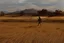 Placeholder: man with the gun walking among dry field by andrea del sarto