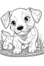 Placeholder: outline art for Puppy (Dog) coloring pages with sitch, white background, Sketch style, full body, only use outline, toddlers style, clean line art, white background, no shadows and clear and well outlined.