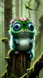 Placeholder: A very cute moss nymphomaniac creature, with big eyes, reflection in eyes, magical mossy flowery fungi forest, full figure, whole body, Art by Norman Rockwell, digital art, trending on artstation, high contrast, deep color, magical, beautiful