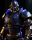 Placeholder: A brave robo thanos warrior with leather and metal combat clothes robotic metal with Chafee robo fighter dark