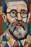 Placeholder: guy with a beard and glasses painted by picasso