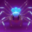 Placeholder: A beautiful portrait of a cyborg spider wite neon color scheme, high key lighting, volumetric light high details psychedelic background