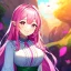 Placeholder: 8k, Girl, high quality, detailed, pink hair, pink eyes, beautiful lighting, vibrant colors, smiling, elf