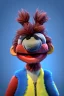 Placeholder: Waist up muppet Portrait, Nicolas maduro us muppet doll, Venezuelan president, tracksuit red blue and yellow, mustache, photo studio, red background, unreal engine 5, concept art, art station, ray tracing, lumen lighting, ultra detail, volumetric lighting, 3d.