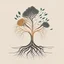 Placeholder: Illustrate a stylized tree with roots extending into the ground, each root representing one of the core values—creativity, authenticity, inspiration, and inclusivity. Keep the design minimalistic, using clean lines and subtle colors to convey the message effectively.