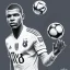 Placeholder: kyliian mbappe , fantastic drawing, robot body, special power, world cup in hand, france t-shirt