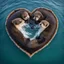 Placeholder: a raft of two sea otters holding hands, being "Better Together" on the river, seen from above in a shape of heart