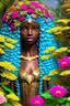 Placeholder: african, castle, avatar, fantasy land, Beautiful , deesse, flowers beach, African mermaid,, long hair amazing eyes, flowers, happy cosmic, bright colors,, very blue, pink, gold, jewels, hair very, very very long hair, realistic, photo real, clear smiling background, beautiful highly detailed, high contrast, high definition, unreal engine 5, extremely sharp detail, light effect, sunny light background