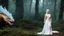 Placeholder: whole body image of beautiful Emilia Clark as Daenerys Targaryen in a mystical enchanted forest standing next to a dragon, HD 8K, sharp detail, hyperrealistic photo accurate face and features, cinematic lighting, award winning photography