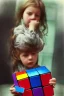 Placeholder: Little girl and aRubik's cube, autochrome