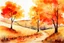 Placeholder: Autumn dream, beautiful landscape, rich earthy colors, watercolor