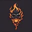 Placeholder: minimalistic burning screaming skull flame cyberpunk logo