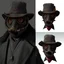 Placeholder: alchemist dnd character with a plague doctor mask and wearing a fur coat