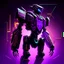 Placeholder: black and purple neon geometric robot