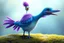 Placeholder: adorable blue and purple bird, elongated like a dino and fluffy like in an animation