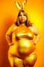 Placeholder: fat girl in a gold bunny costume