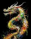Placeholder: A rainbow cosmic elemental dragon painted by Jackson Pollock