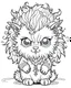 Placeholder: coloring page, big Gothic chibi werewolf with wild, fluffy hair, Manga style, thick lines, low detail, no shading, --ar 9:11 --v 5