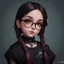 Placeholder: a 13 year old, goth aesthetic, glasses, digital art, stylised