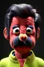 Placeholder: Waist up muppet Portrait, Nicolas maduro us muppet doll, black hair, Venezuelan president, red and yellow tracksuit, mustache, photo studio, background, unreal engine 5, concept art, art station, ray tracing, lumen lighting, ultra detail, volumetric lighting, 3d.