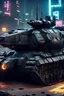 Placeholder: Cyberpunk Military Tank, Black Armor, Slim Turret, Long Electric Cannon, High Detail, 4K