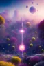 Placeholder: digital illustration, a world full of life divine thrill of biological tranquil sky, atoms floating gothic harts, flowers, spaceship, in the style of greg rutkowski and lisa frank hr giger, bright color splashes, high detailed 8 k