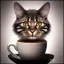 Placeholder: a coffee looking like a cat, realistic, made in octane, cinematic, ultra-realistic, extremely detailed octane rendering, 8K, VRAY Super Real ar 2:3, dof photorealistic futuristic 50mm lens hard lighting dark gray tintype photograph, realistic lighting, sepia color