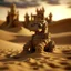 Placeholder: sand golem in the wind in castle in the desert in evening, photo-realistic, shot on Hasselblad h6d-400c, zeiss prime lens, bokeh like f/0.8, tilt-shift lens 8k, high detail, smooth render, down-light, unreal engine, downlight