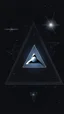 Placeholder: [contemporary art by mounir fatmi] Star Trek triangular logo over the dark space with mathematical formula and constellations