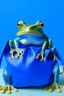 Placeholder: a frog wearing a blue ikea bag like pants