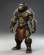 Placeholder: tabletop role-playing miniature of a humanoid ape-orc-hybrid wearing minoan-medieval armor. full body. concept art. hyperrealism 4K ultra HD unreal engine 5 photorealism.