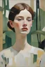 Placeholder: Maria Lassing-Euan Uglow oil painting wanderlast woman face fashion in a abstract jungle